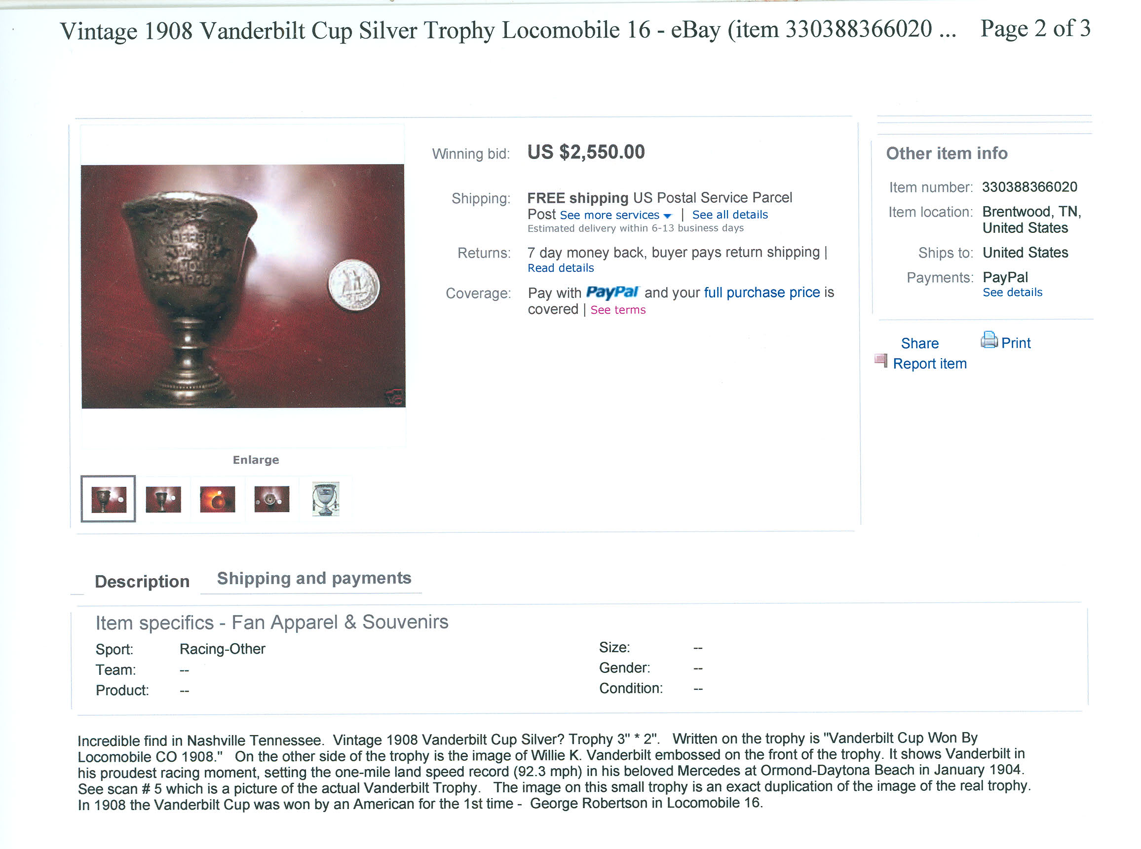 Locomobile Mascot on EBay
