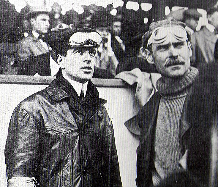 William K Vanderbilt Jr and Joe Tracy at the 1908 Vanderbilt Cup Race