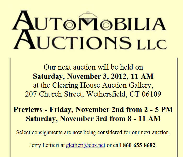 Automobilia and Literature Auction, Wethersfield, CT