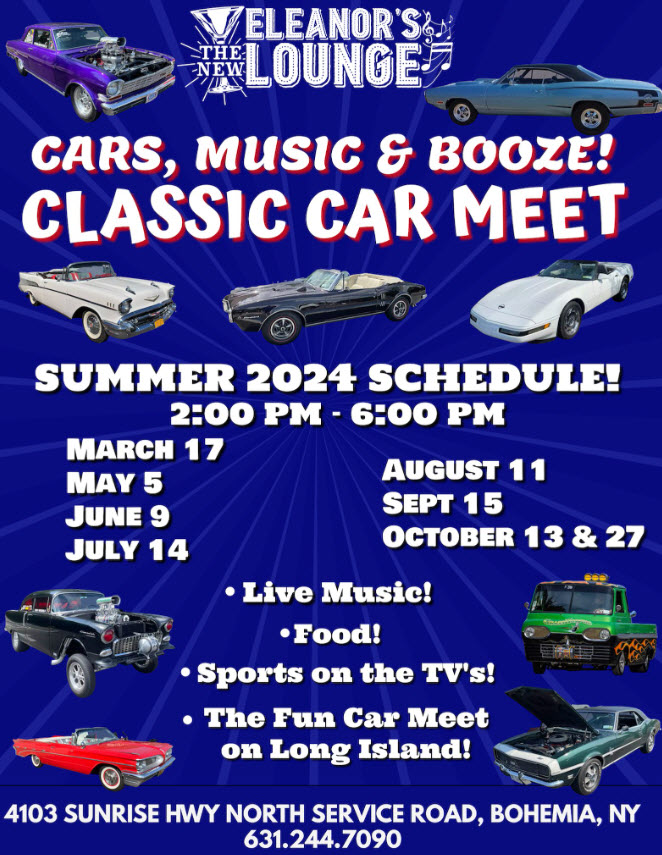 Eleanor’s Lounge presents it’s Classic Car & Music Meet, Bohemia, NY