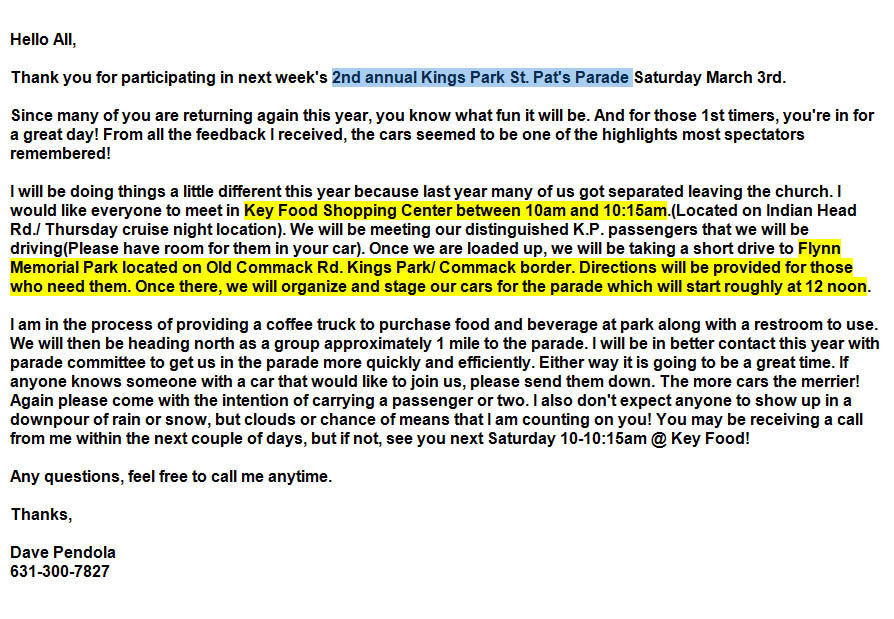 2nd Annual Kings Park St. Pats Parade- Kings Park, NY