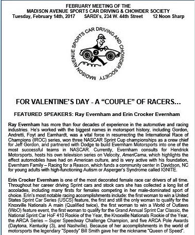 Madison Avenue Sports Driving & Chowder Society February 2017 Meeting, Manhattan