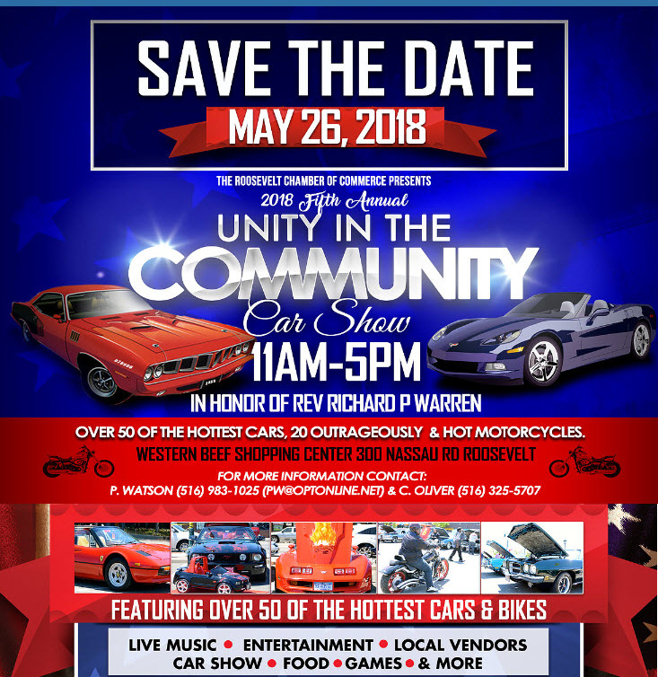 Fifth Annual Unity in the Community Car Show, Roosevelt, NY