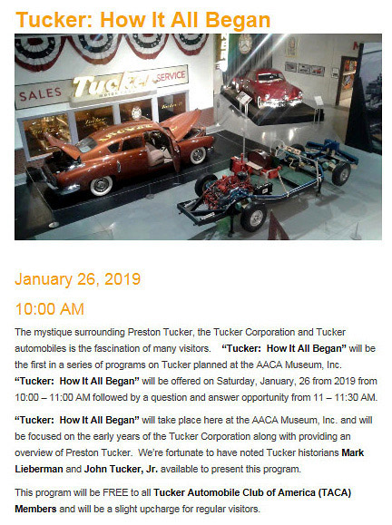 AACA Museum Presents: “Tucker: How It All Began”, Hershey, Pa.