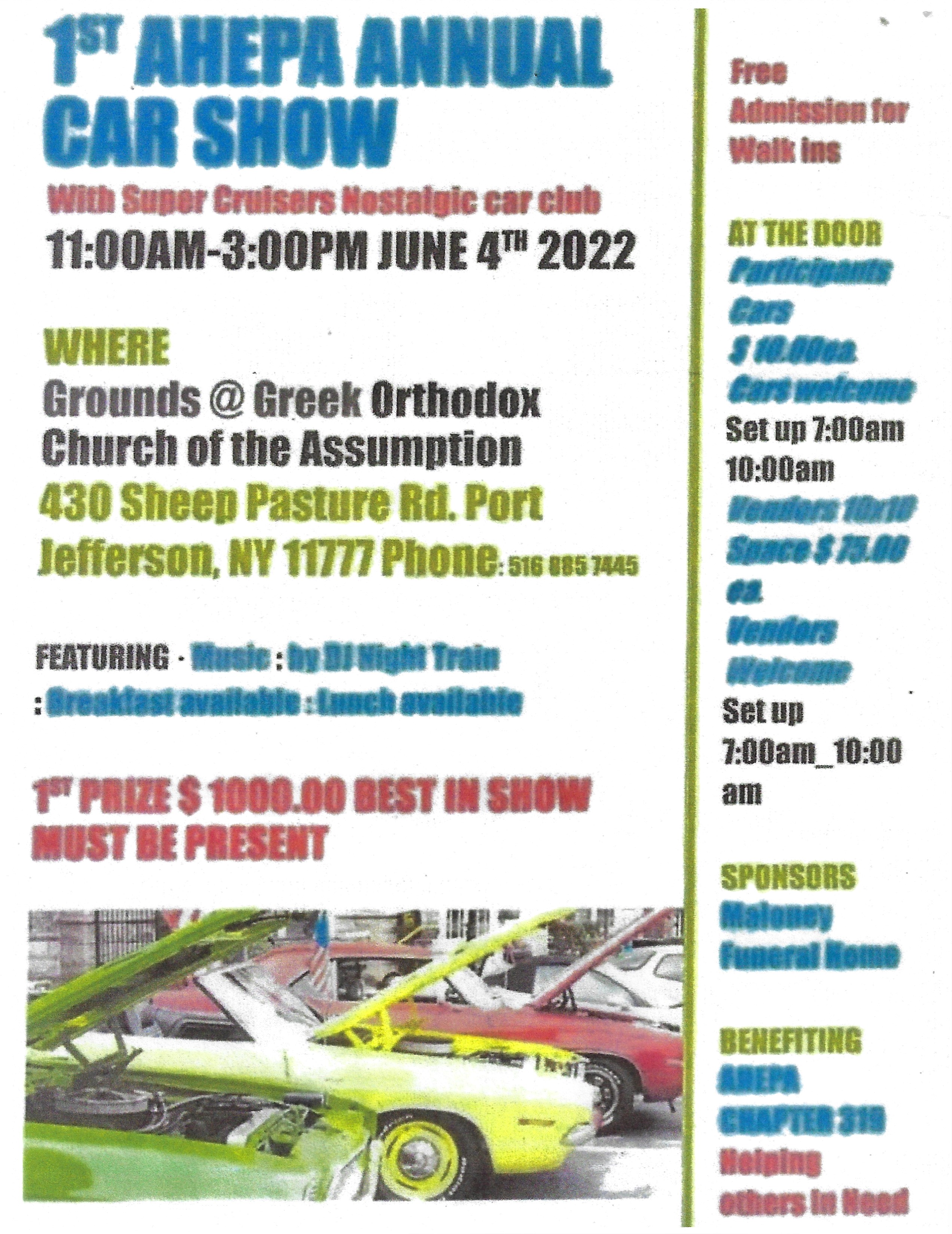 First Annual AHEPA Car Show, Port Jefferson, NY