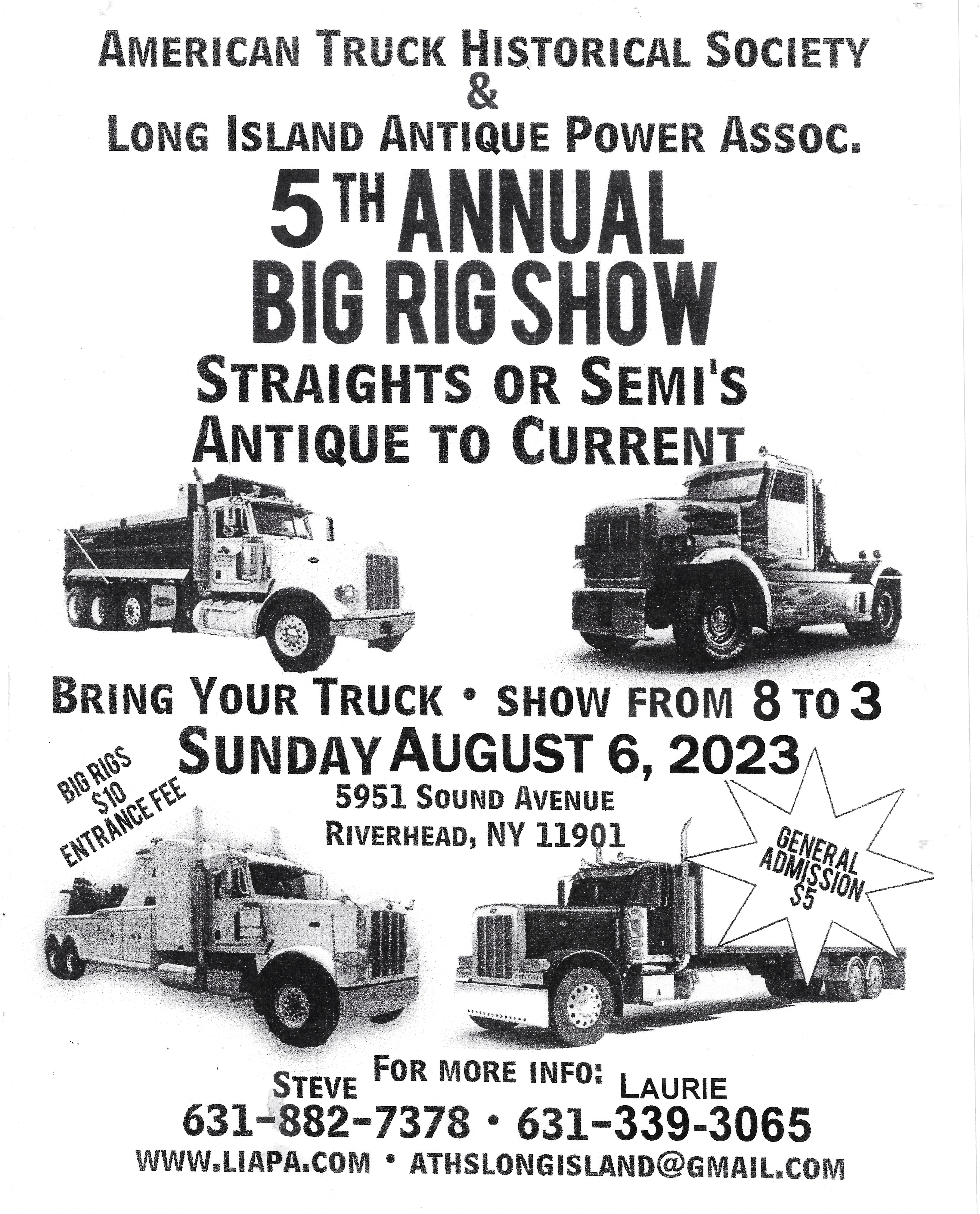 ATHS & LIAPA  5th Annual Big Rig Show, Riverhead, NY