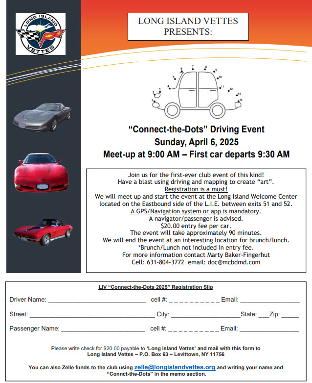 The Long Island Vettes Presents Connect-The-Dots Driving Event, Commack, NY