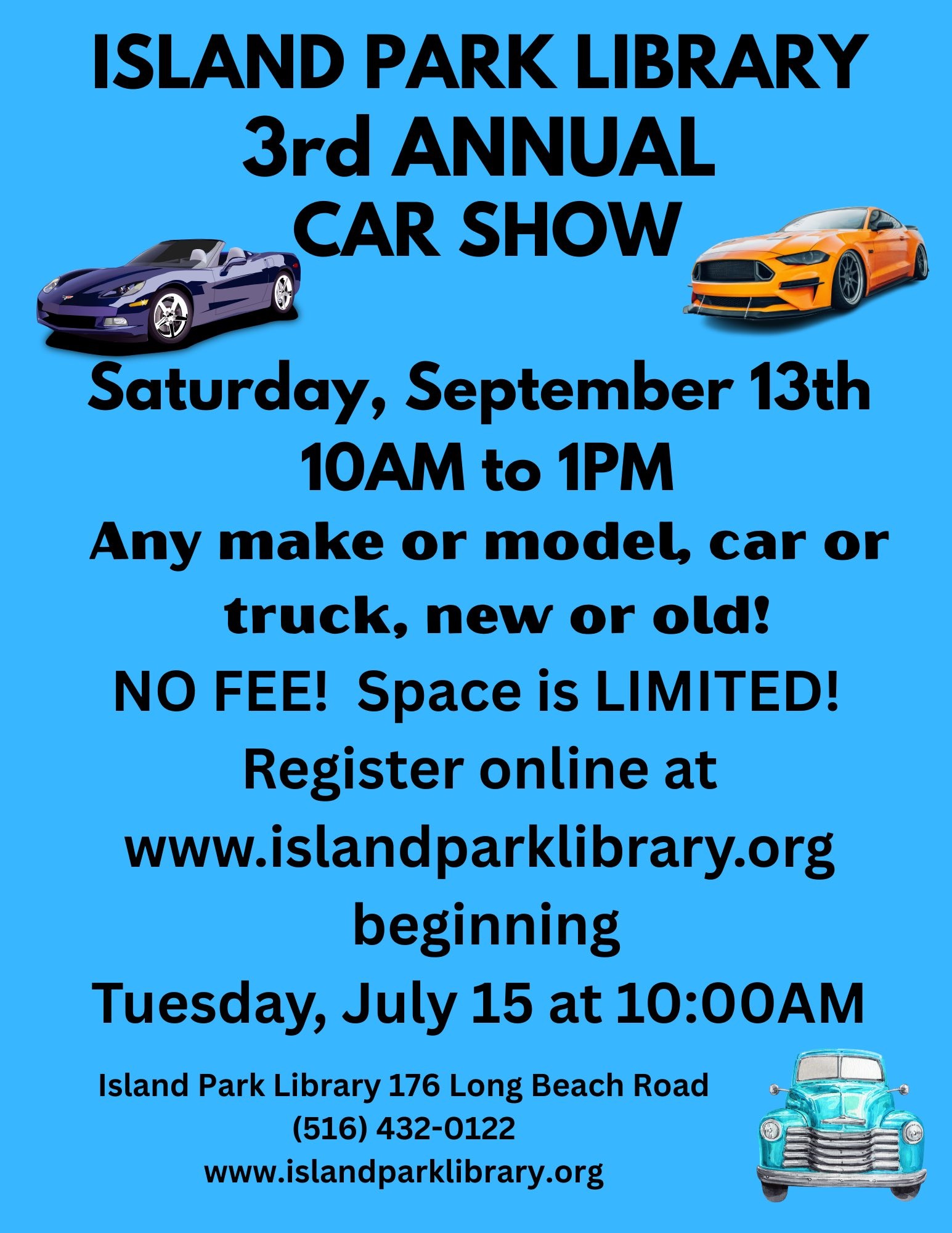 Island Park Library 3rd Annual Car Show, Island Park, NY