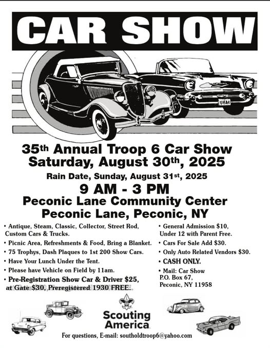 35th Annual Troop 6 Car Show, Peconic, NY
