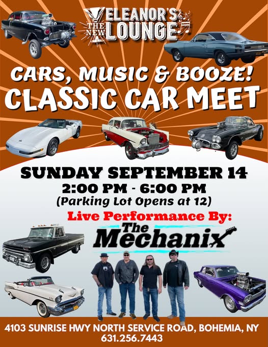 Eleanor’s Lounge Cars, Music, & Booze Classic Car Show, Bohemia, NY