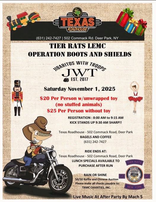 Tier Rats LEMC Operation Boots & Shields. Commack, NY