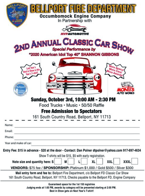 Bellport FD 2nd Annual Classic Car Show, Bellport, NY