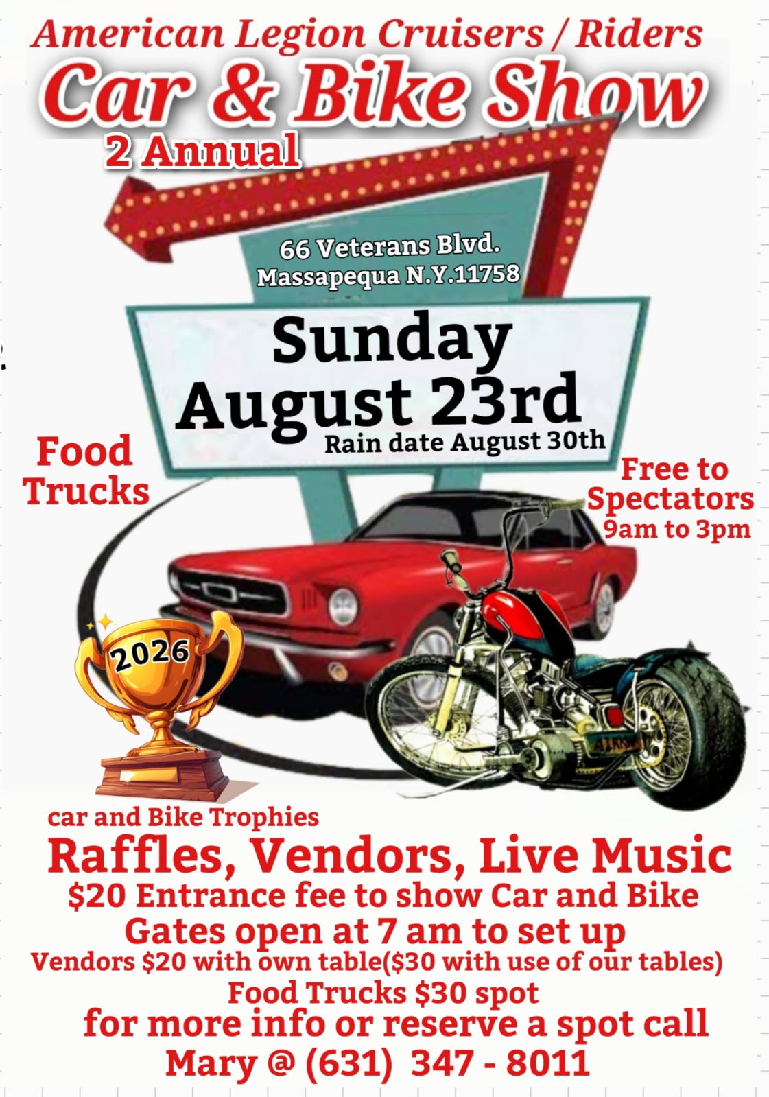 American Legion Cruisers Riders 2nd Annual Car & Bike Show, Massapequa, NY