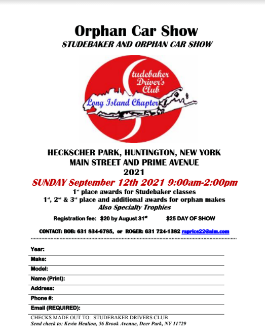 LI chapter Studebaker Driver’s Club Studebaker & Orphan Car Show, Huntington, NY