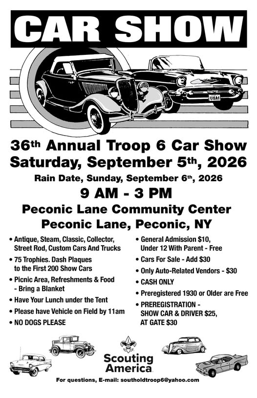 The 36th Annual Troop 6 Car Show, Peconic, NY
