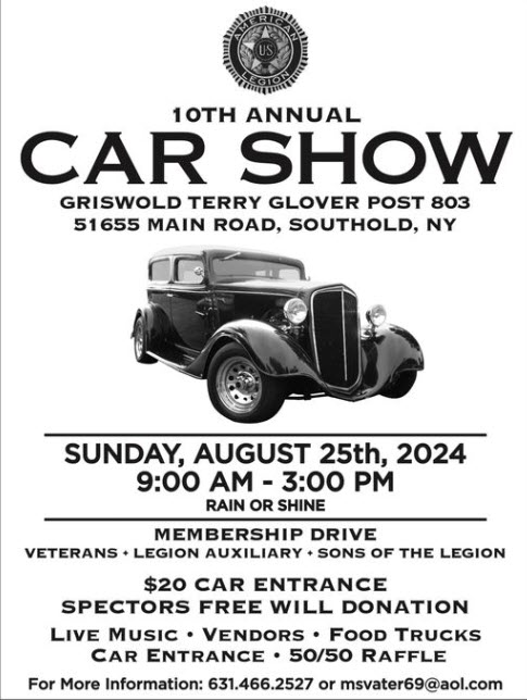 American Legion Glover Post 803 10th Annual Car Show, Southold, NY
