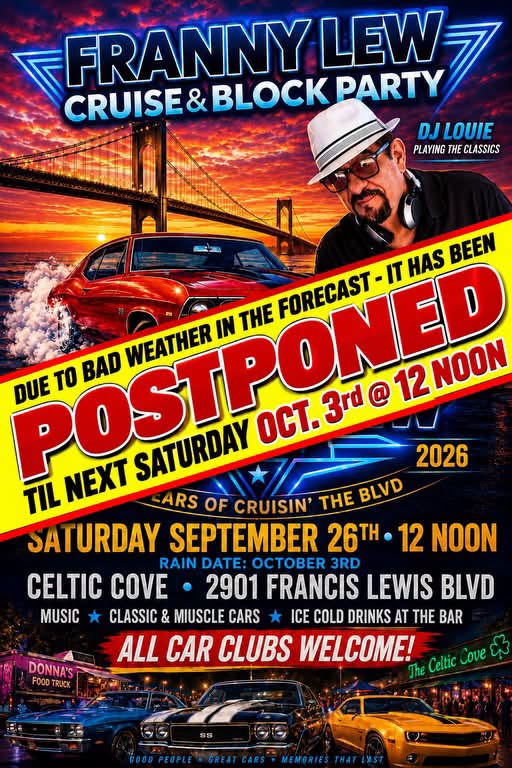 The Celtic Cove Classic Car Show & Block Party, Queens, NY- Postponed until Saturday, 10/3/2026