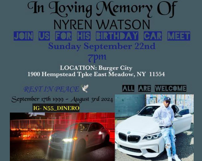 The Nyren Watson Birthday Memorial Car Meet, East Meadow, NY