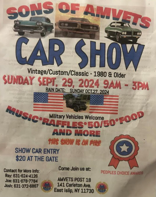 Sons of AMVETS Car Show, East Islip, NY