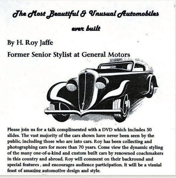 Presentation “Automotive Styling at  General Motors”, Huntington, NY