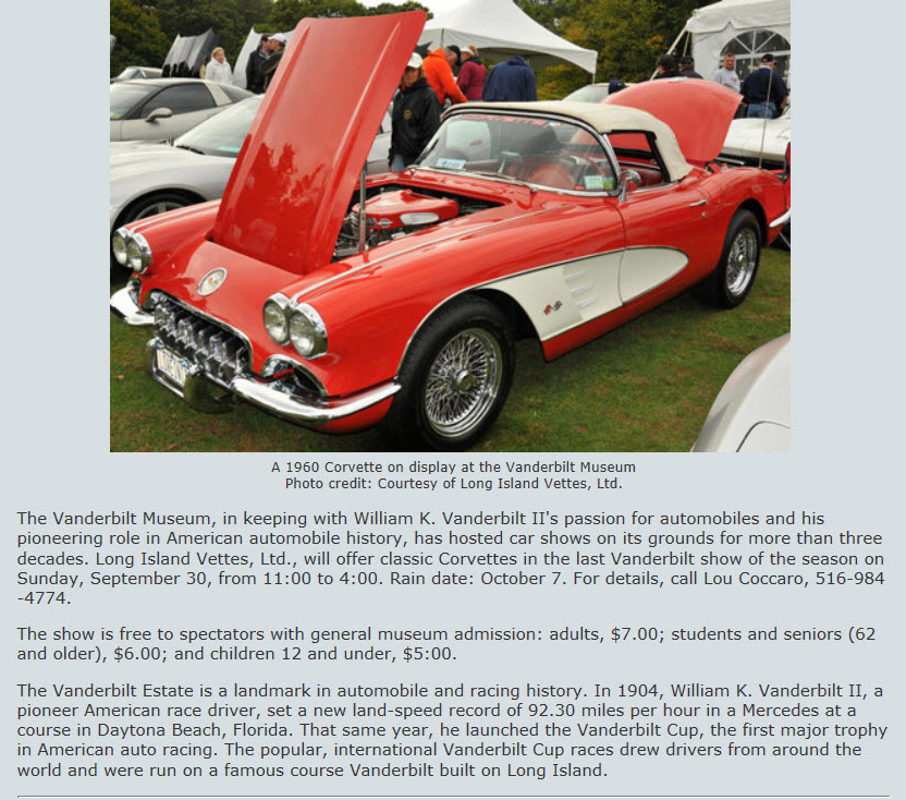 Classic Corvette Car Show, Centerport, NY