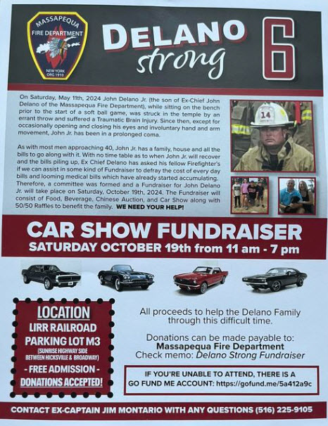 Massapequa Fire Department Delano Strong 6 Car Show Fundraiser, Massapequa, NY