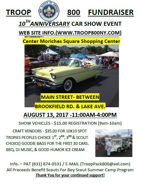 BSA Troop 800 10th Anniversary Car Show & Funraiser, Center Moriches, NY