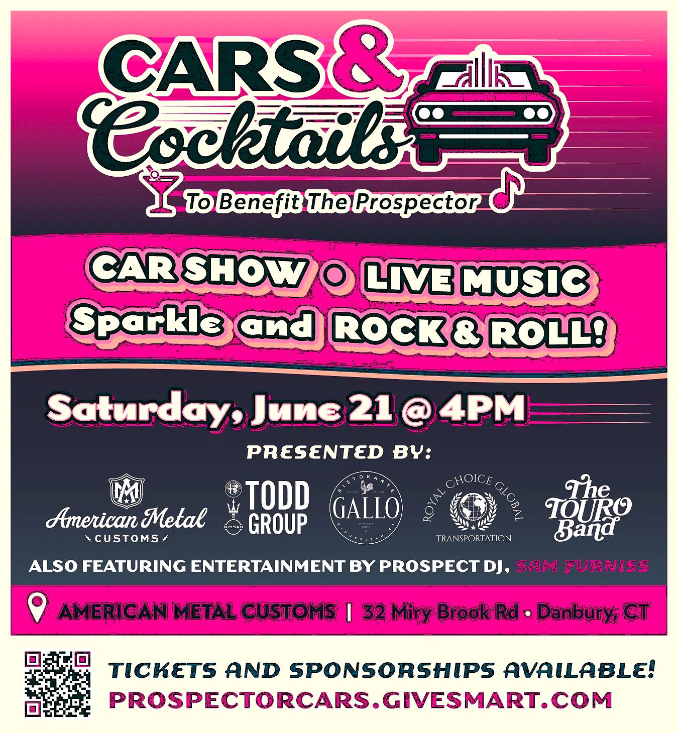 Cars & Cocktails Benefit Car Show, Danbury, CT.