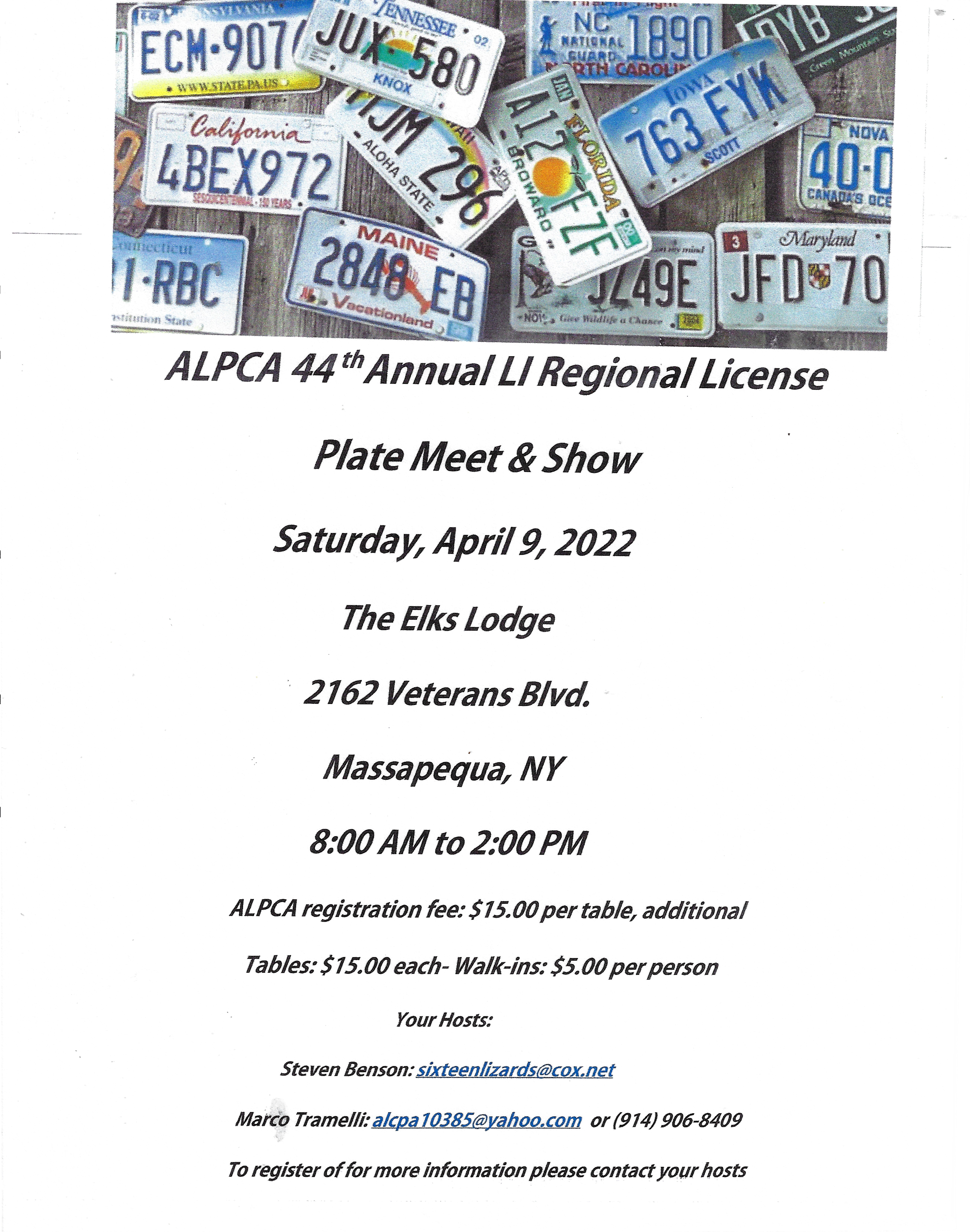 ALPCA 44th Annual LI Regional License Plate Meet and Show, Massapequa, NY