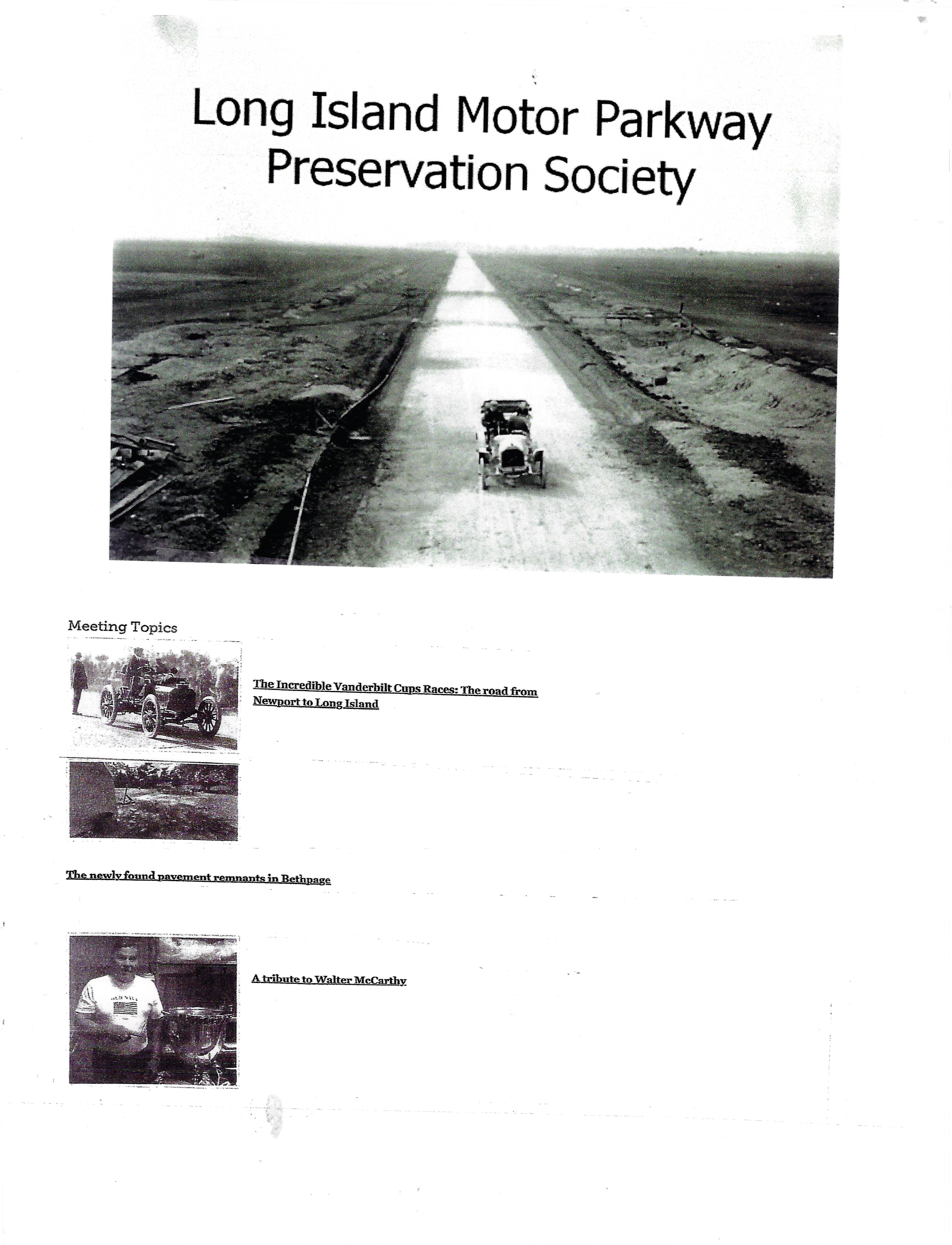 The Long Island Motor Parkway Preservation Society Meeting, Bethpage, NY