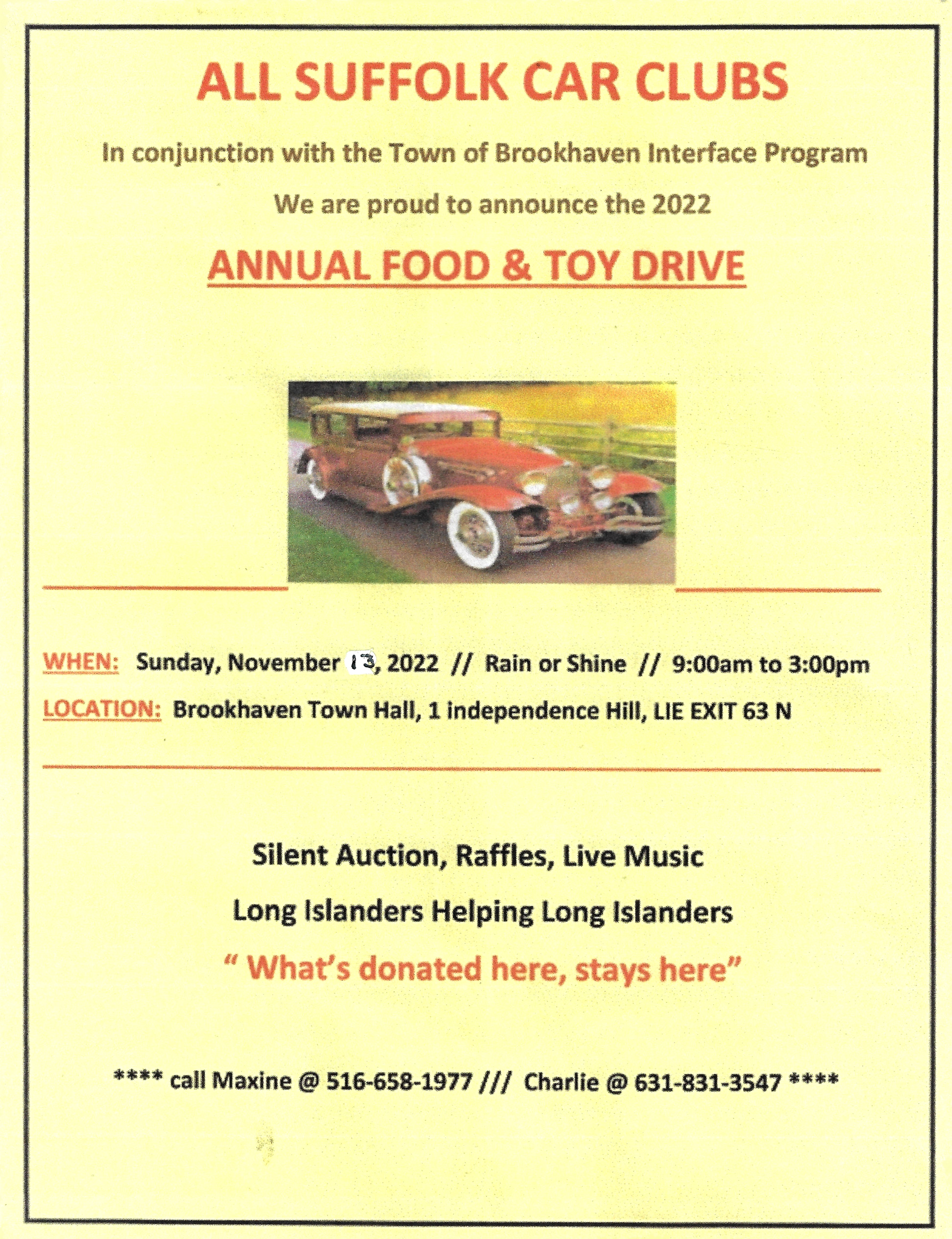 All Suffolk Cars Annual Food and Toy Drive Car Show, Brookhaven, NY