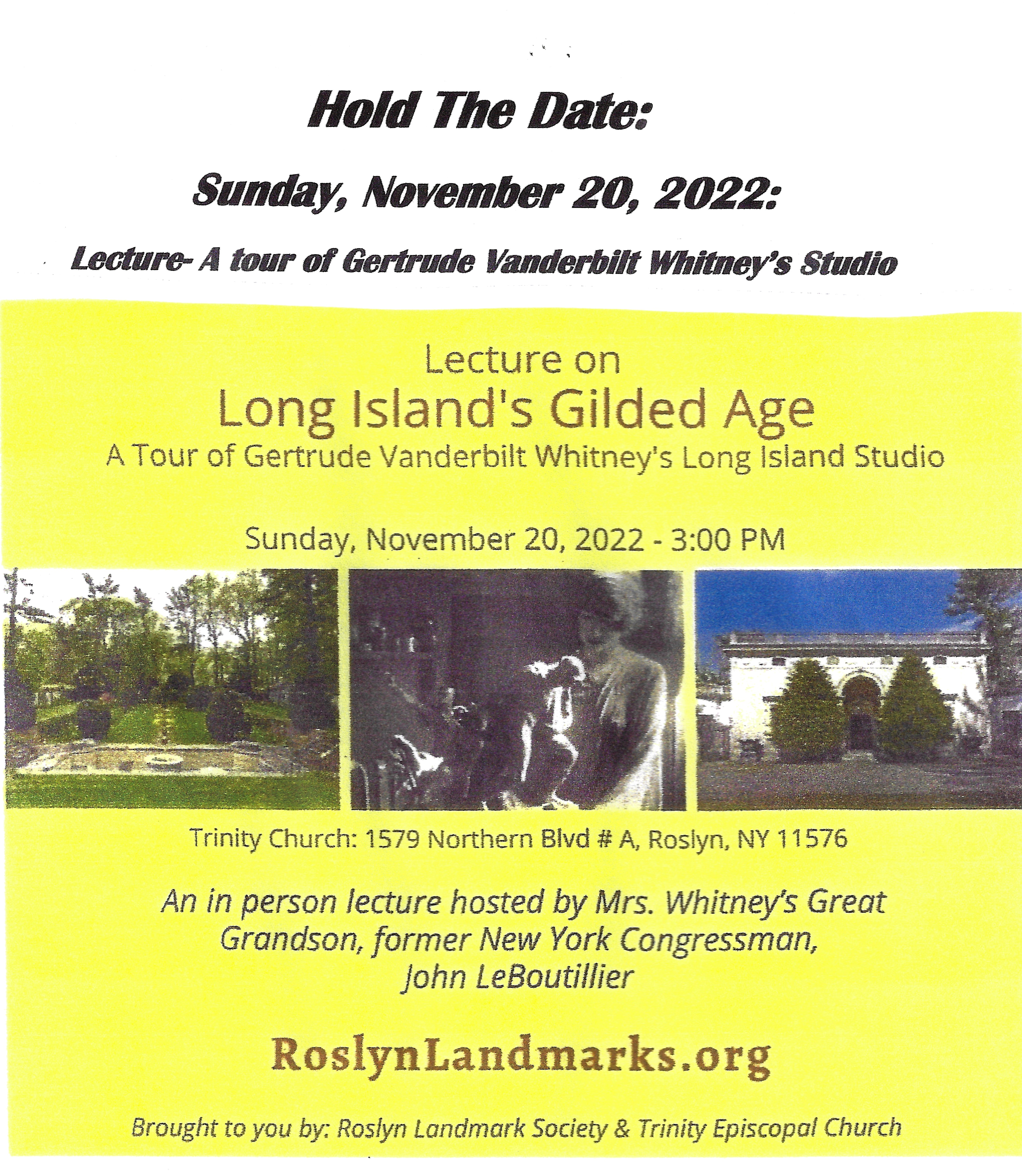 Long Island Gilded Age Lecture, Roslyn, NY