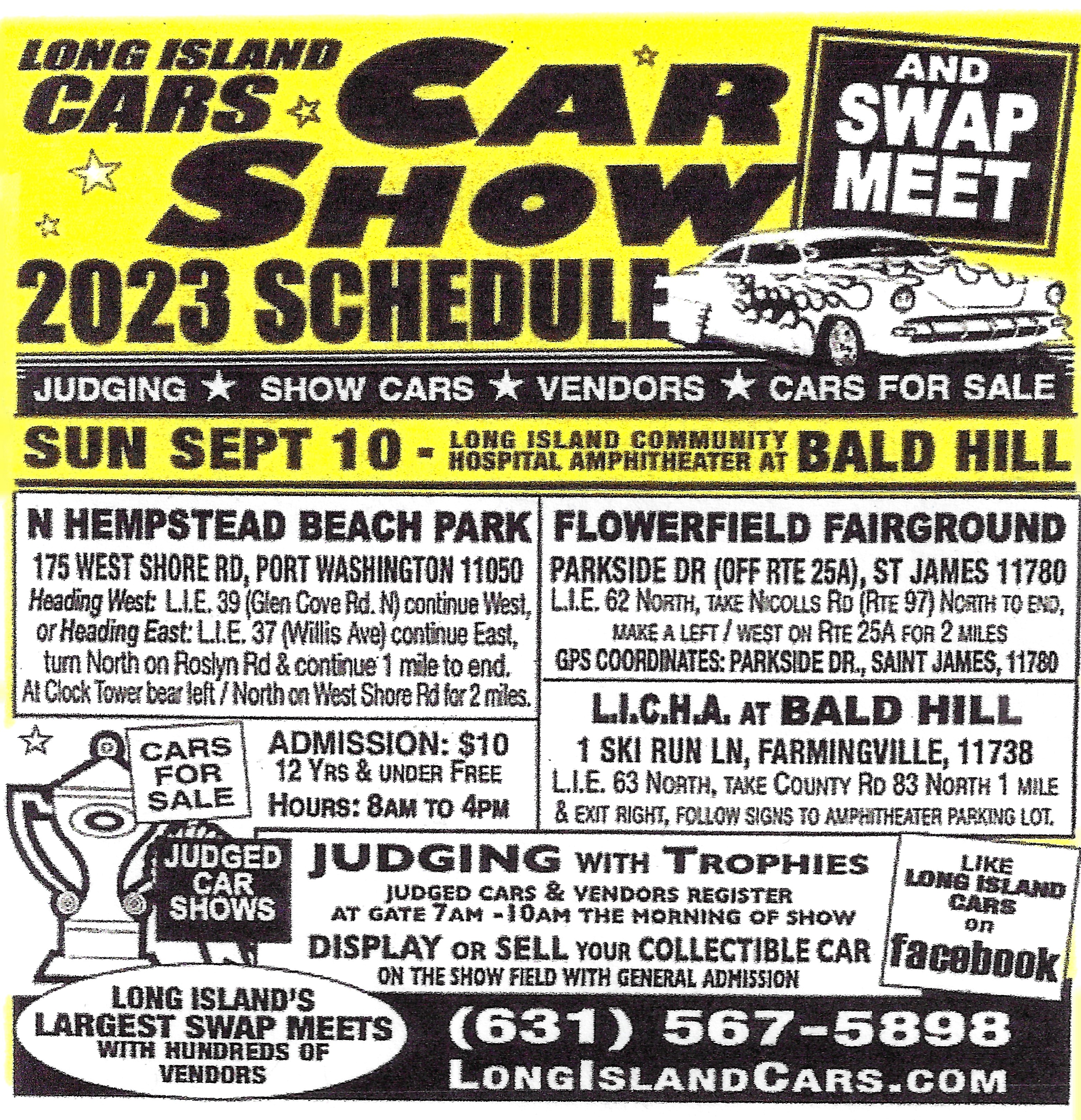 The Long Island Cars presents The Car Show & Swap Meet, Farmingville, NY