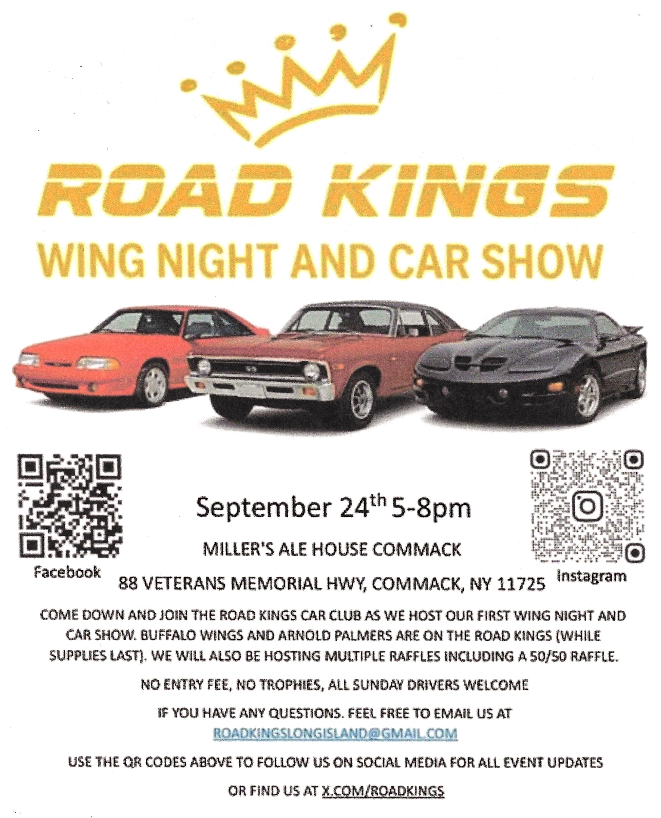 The Road Kings Wing Night and Car Show, Commack, NY