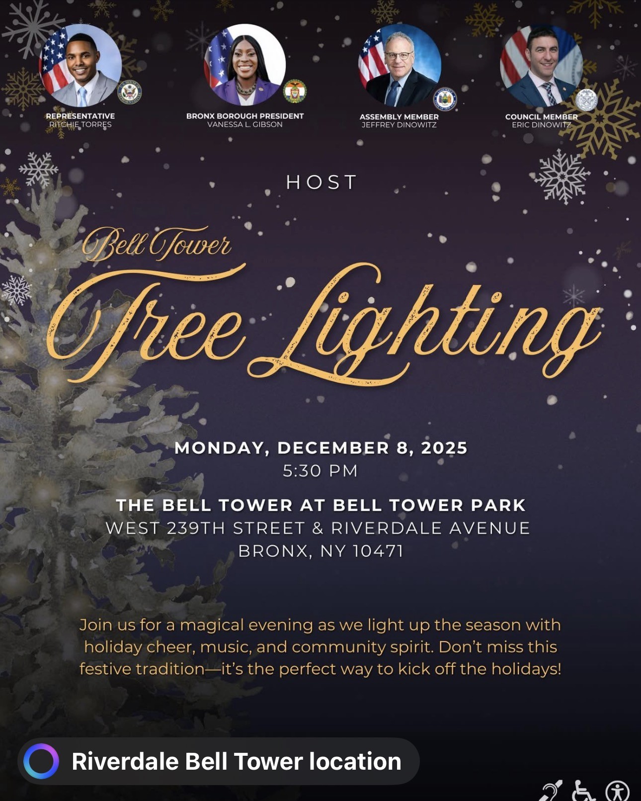Bronx Borough Hosting the Bell Tower Tree Lighting, Bronx, NY