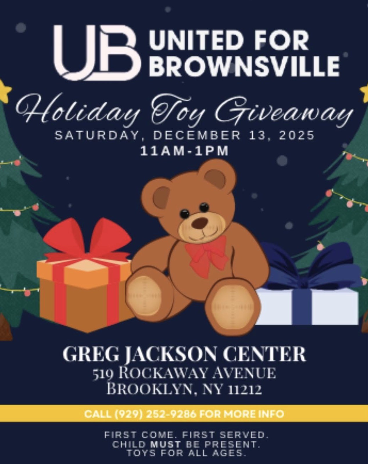 United For Brownsville Holiday Toy Giveaway, Brooklyn, NY