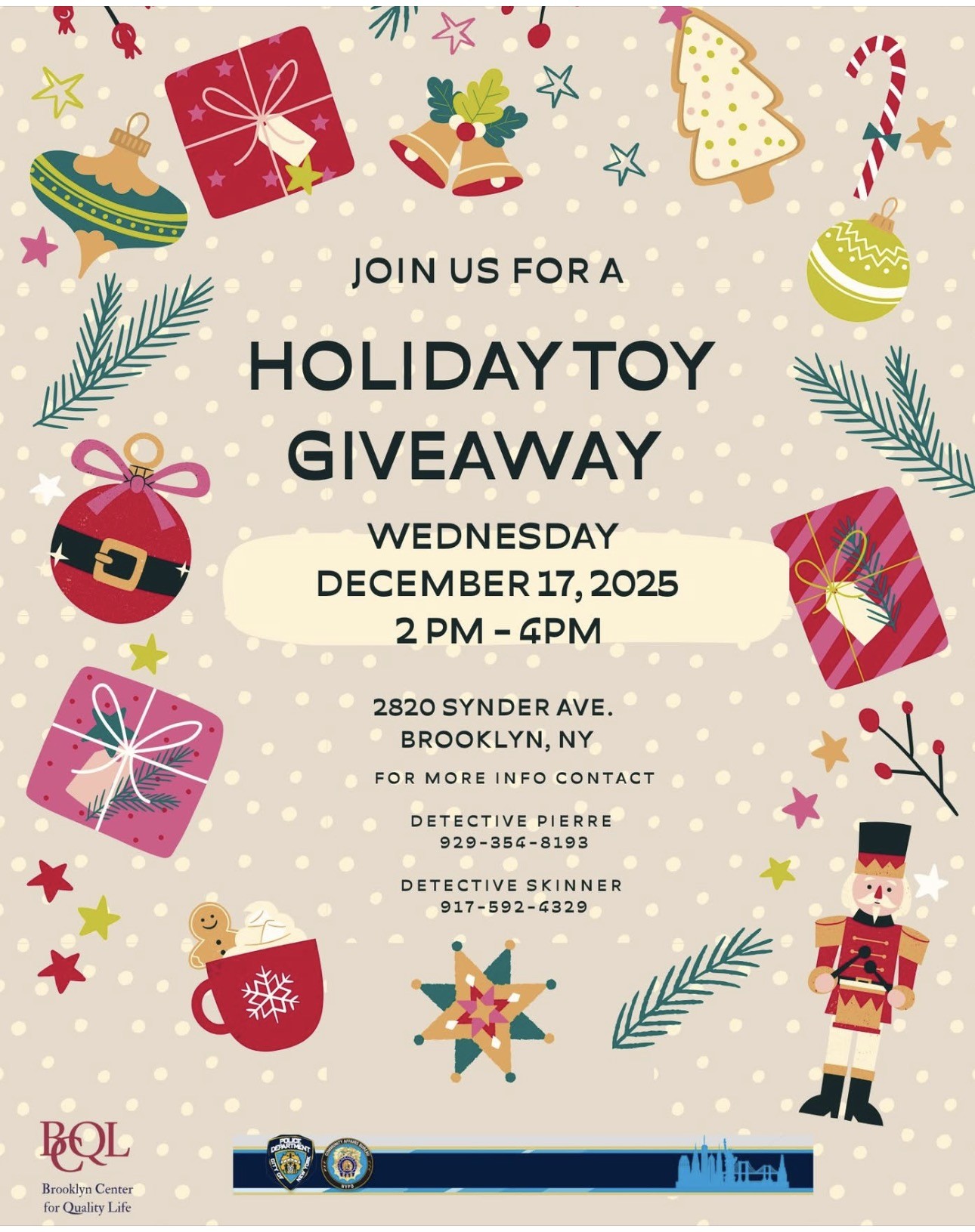 BCQL Holiday Toy Giveaway, Brooklyn, NY