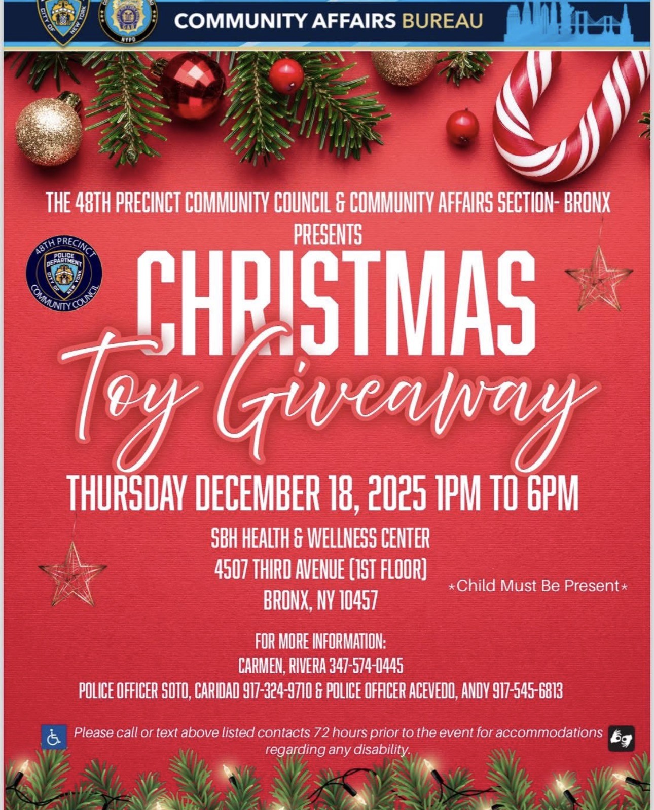 NYPD 48th PCT Community Council Christmas Toy Giveaway, Bronx, NY
