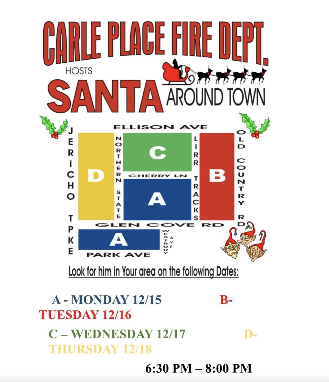 The Carle Place Fire Department Santa Around Town, Carle Place, NY