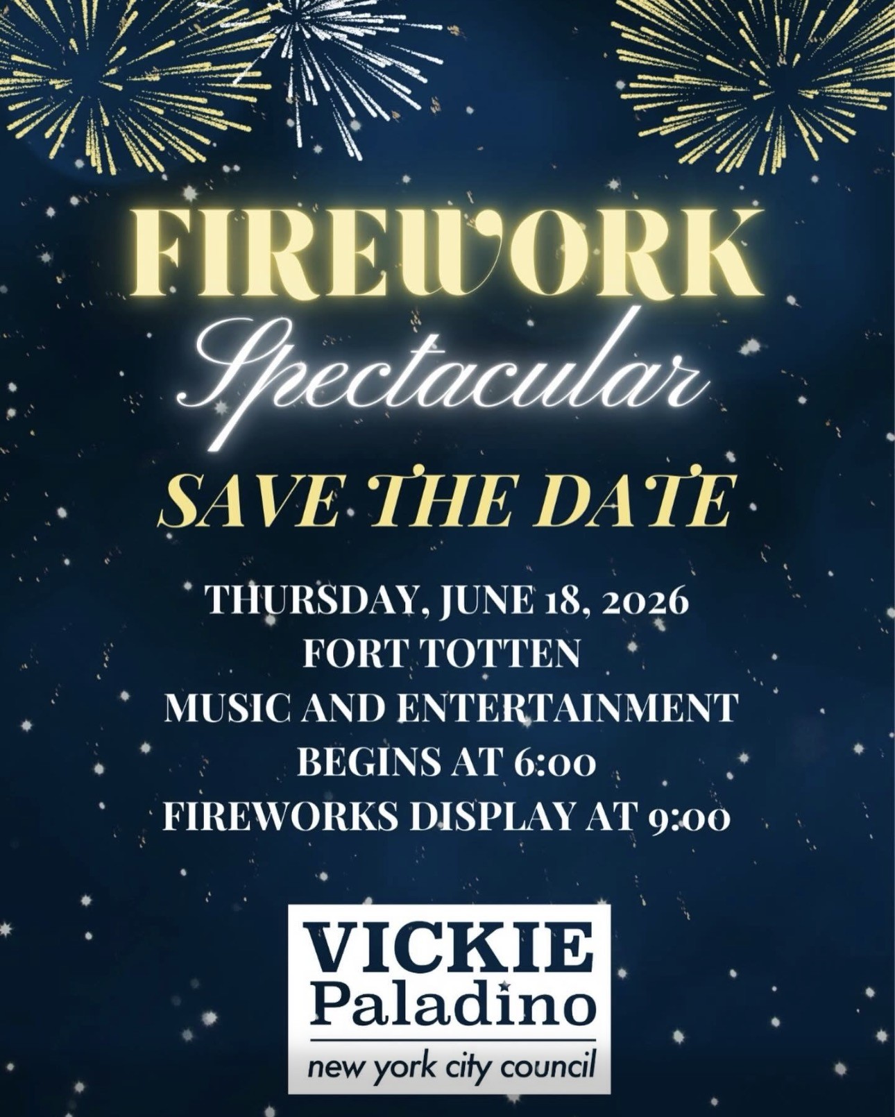 NYC Council Vickie Paladino Firework Spectacular Event, Ft. Totten, Queens, NY