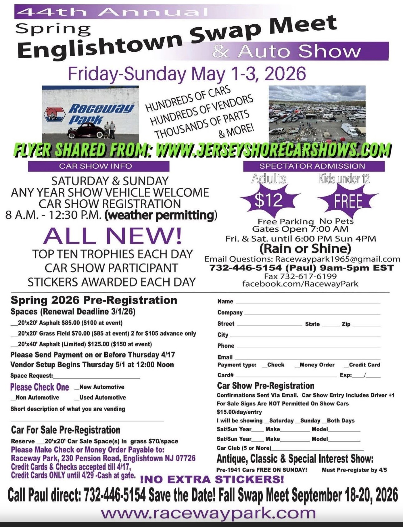 The 44th Annual Spring 2026 Englishtown Swap Meet & Auto Show, Englishtown, NJ