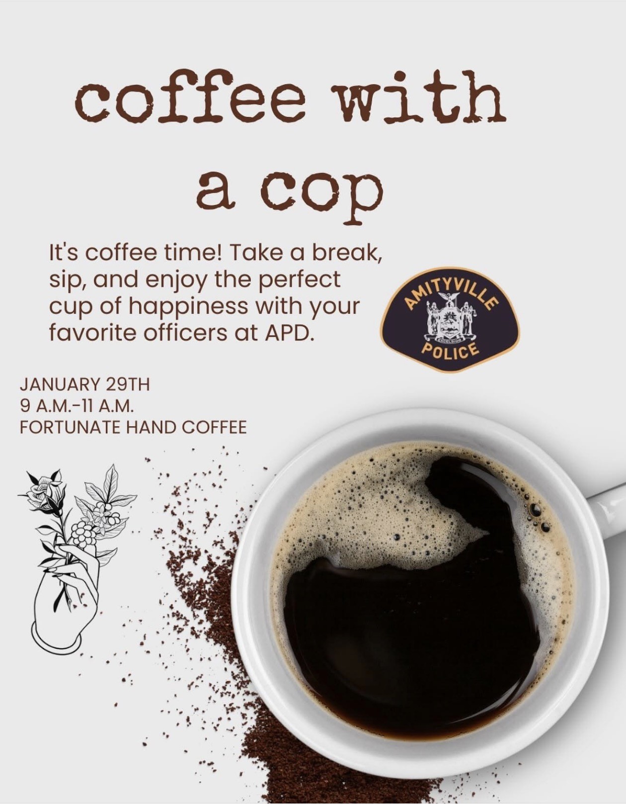 Amityville Police Department Coffee with a Cop Event, Amityville, NY