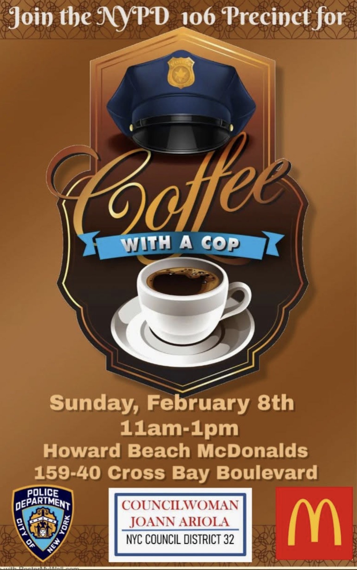 NYPD 106th Precinct Coffee with a Cop, Howard Beach, NY