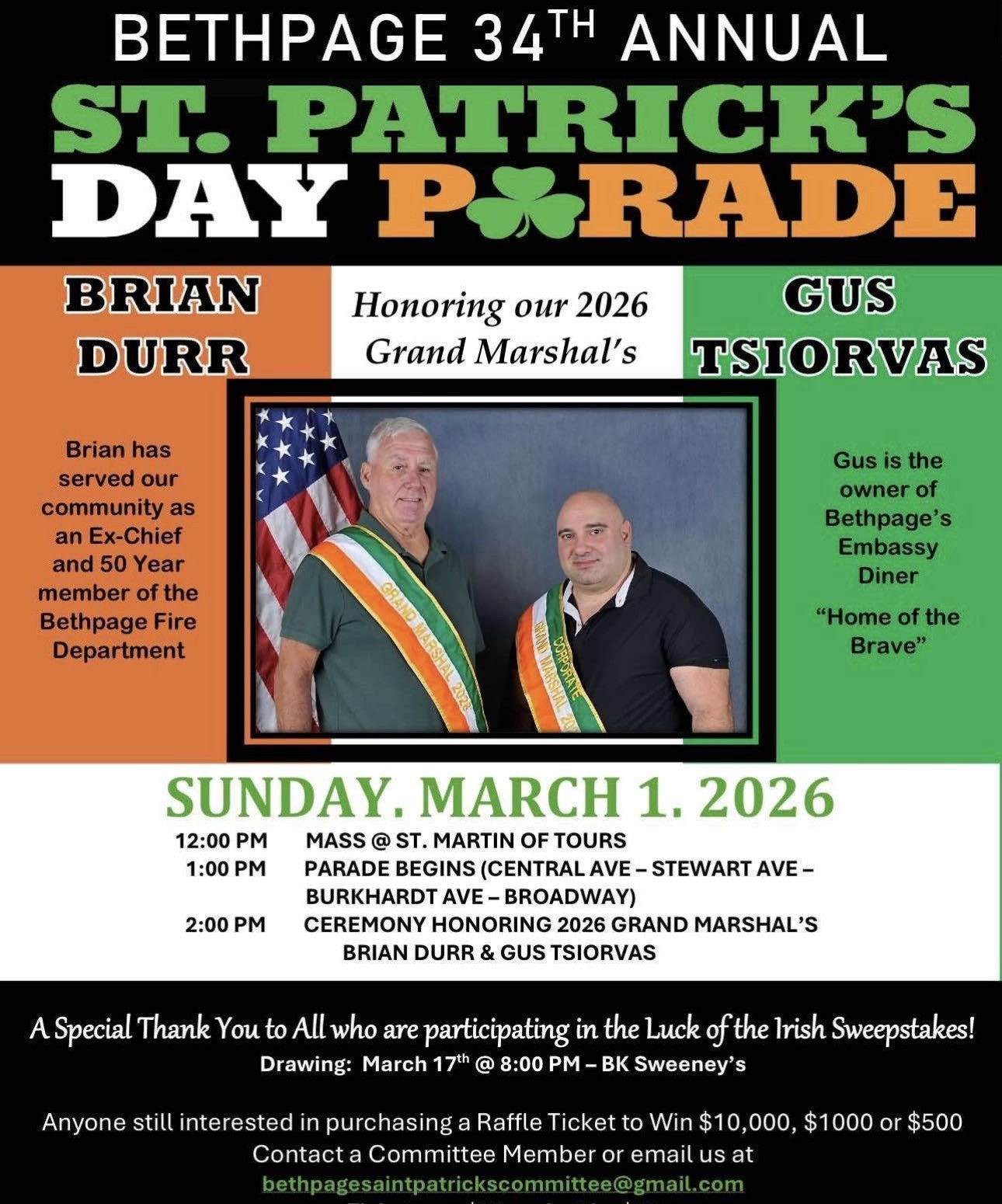 The Bethpage 34th Annual St. Patrick’s Day Parade, Bethpage, NY