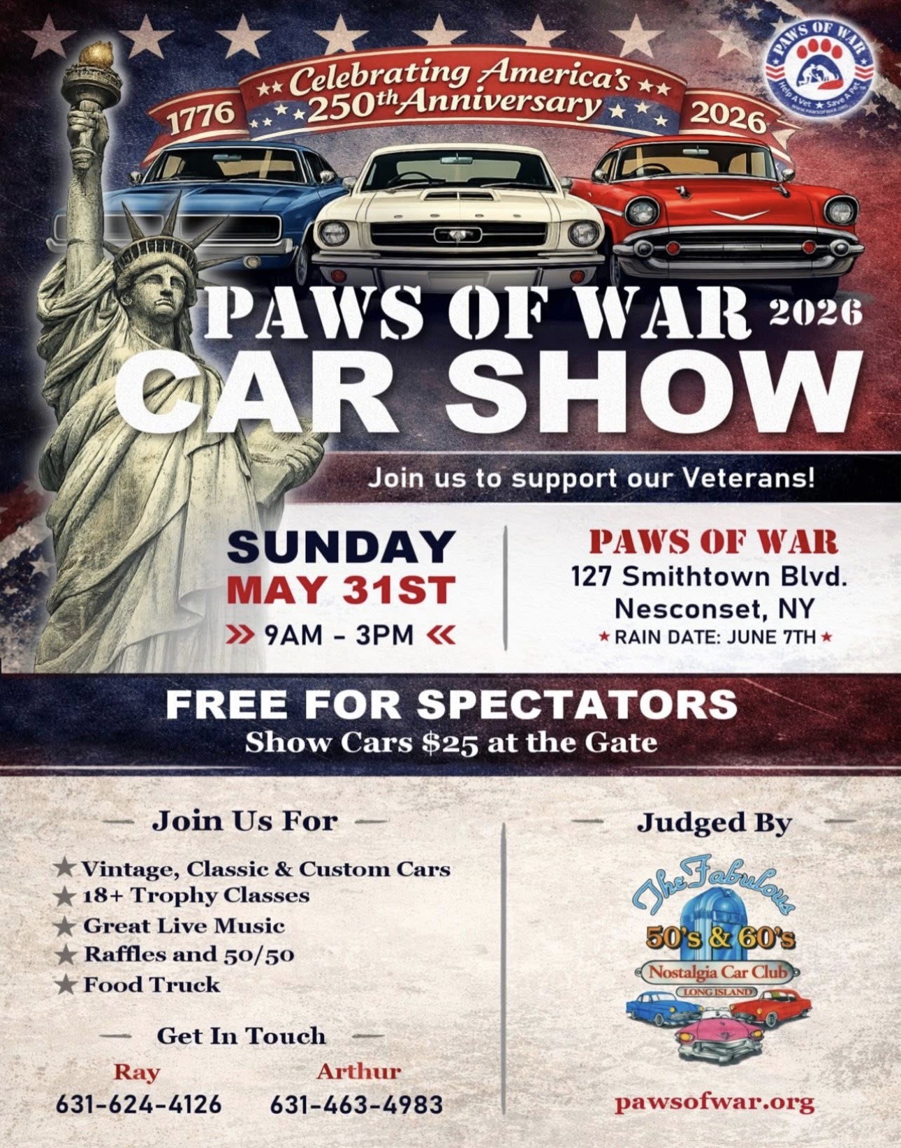 Paws of War 2026 Car Show, Nesconset, NY