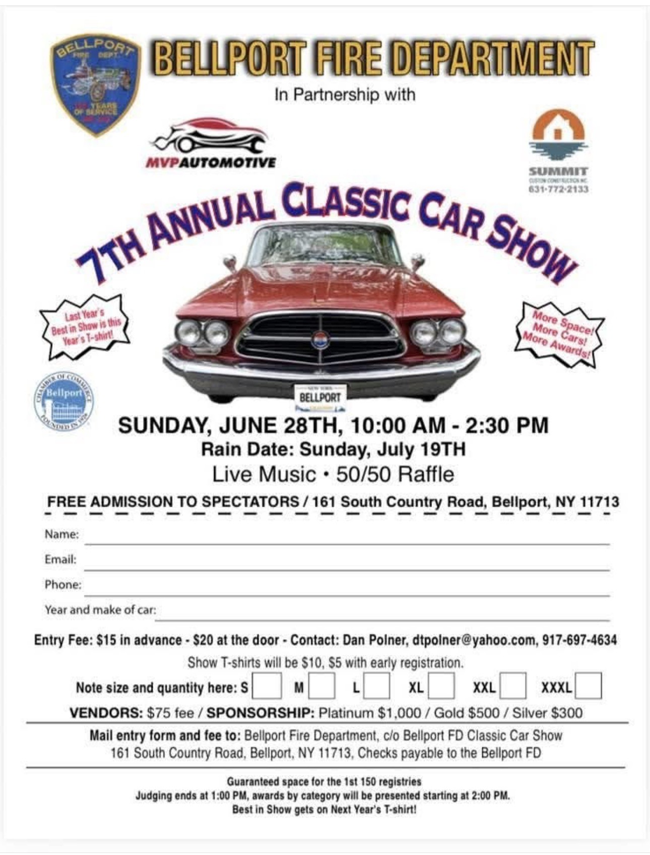The Bellport Fire Department 7th Annual Classic Car Show, Bellport, NY