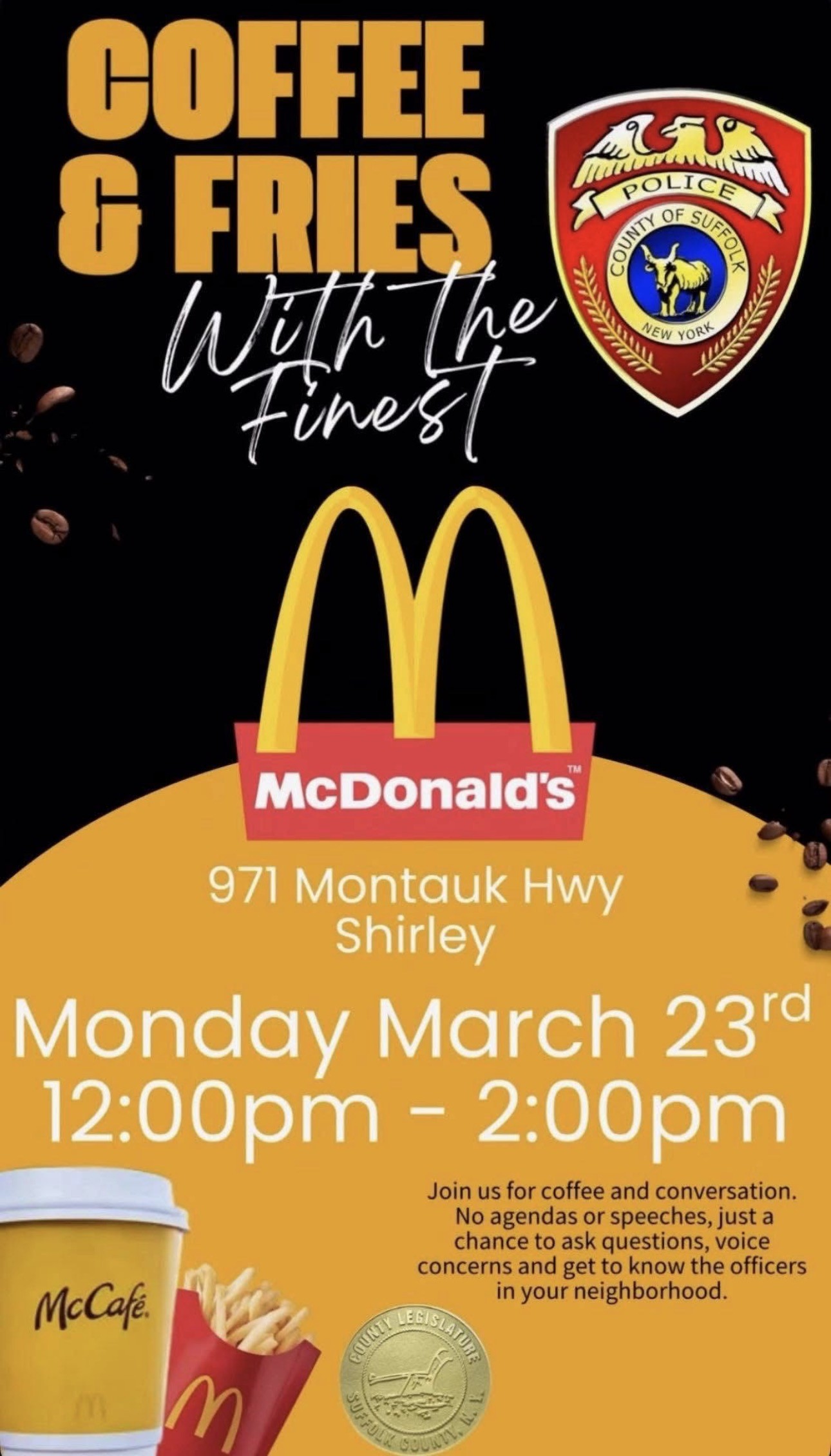 Coffee & Fries with The Finest, Shirley, NY