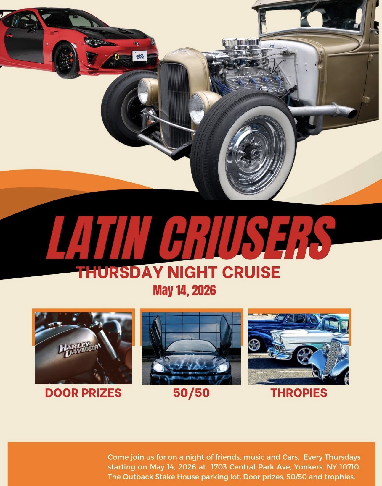 The Latin Cruisers Car Club Thursday Night Cruise & Meet, Yonkers, NY