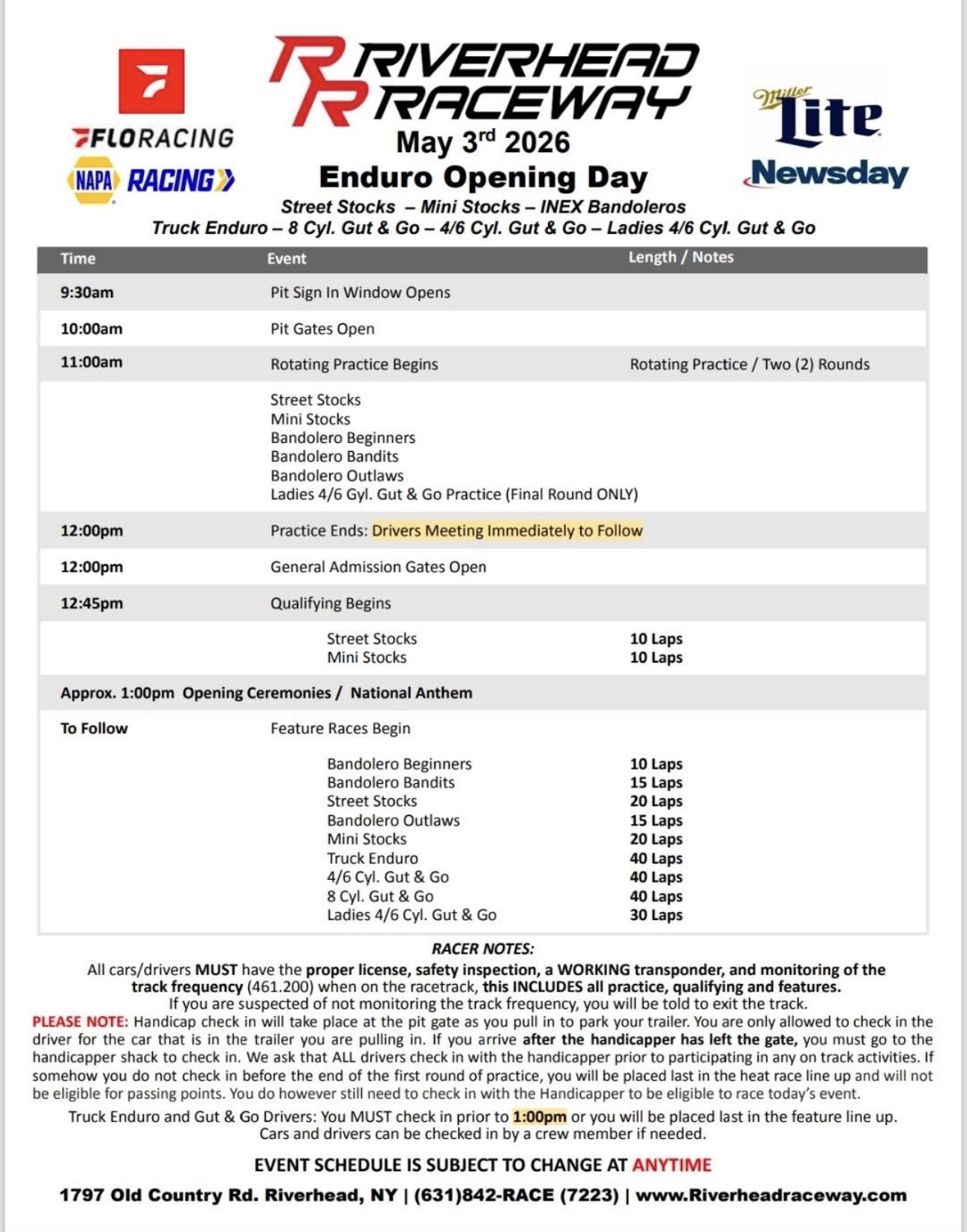The Riverhead Raceway Enduro Opening Day Races, Riverhead, NY