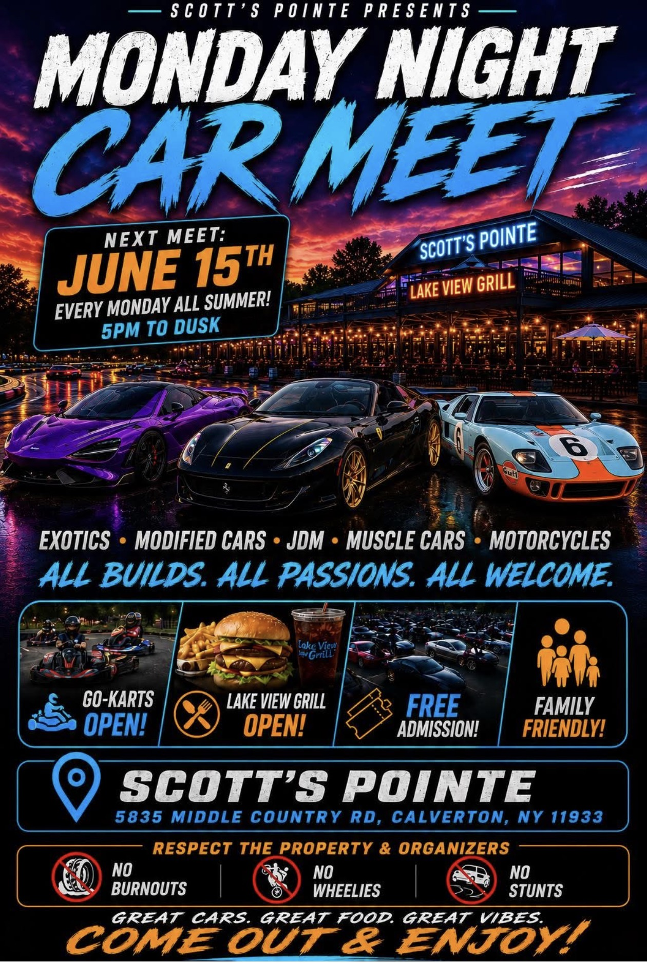 Scott’s Point presents Monday Night Car Meet, Calverton, NY
